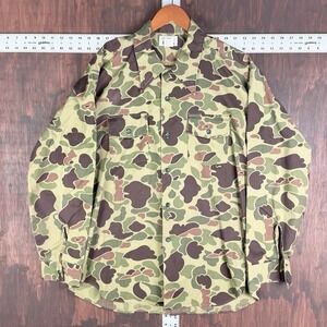 Vintage Duxbak Shirt Chamoise Flannel Hunting Duck Camo 80s Made in USA Mens XL